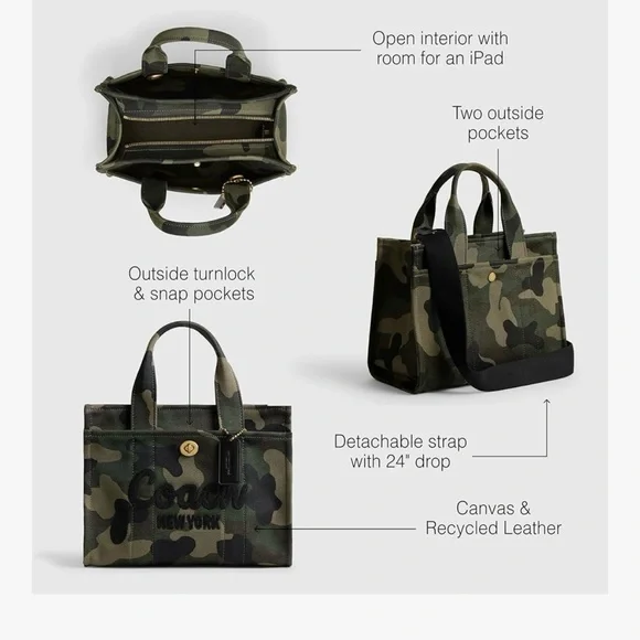 Coach Black and Gray Camouflage Tote 26
